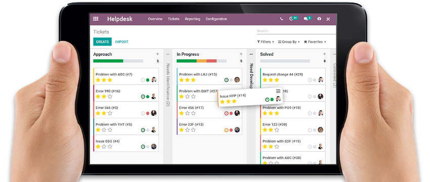 Helpdesk в Odoo з управлінням тікетами на планшеті